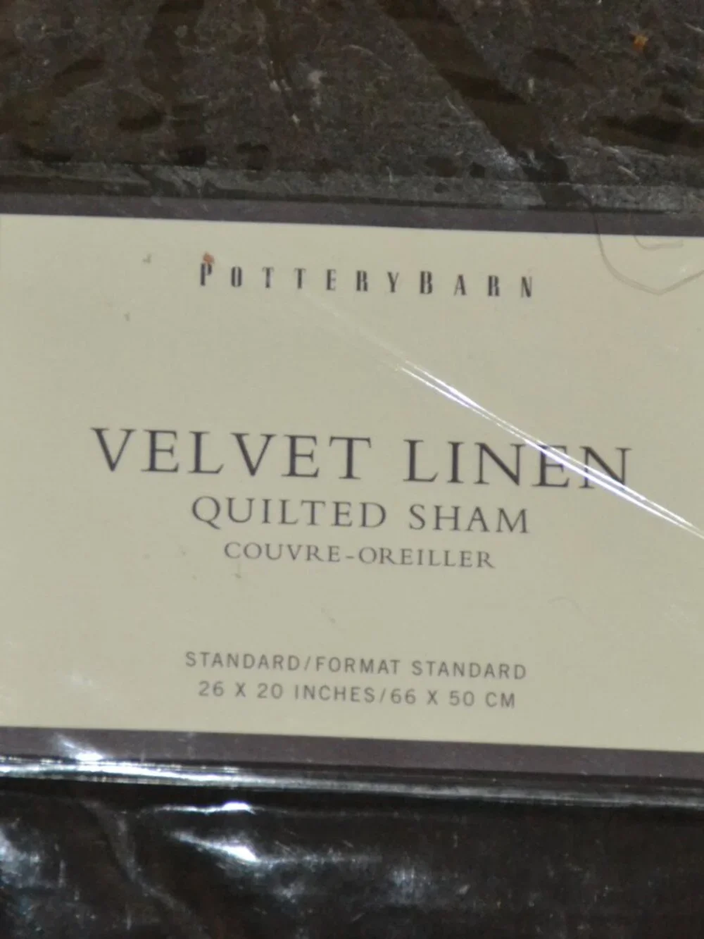 NEW Pottery Barn Velvet Linen Quilted STANDARD Pillow Sham Dark BROWN
